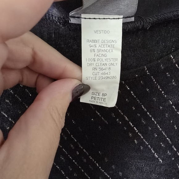 Rabbit Rabbit Rabbit Vtg 90s/Y2K  Black Metallic Tank Dress Slinky Sz 8P - Picture 5 of 5